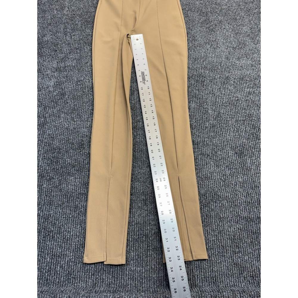 Zara Ottoman Leggings Womens Medium High Waist Stretch Slit Front Color Camel - Picture 8 of 16